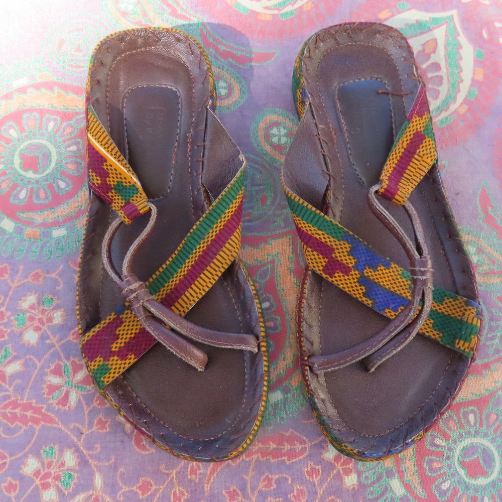 Leather and Fabric Sandals from Ghana